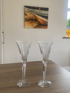 Waterford Crystal "Wedding Heirloom" Swans & Heart Toasting Flutes - Pair