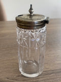 Antique Cut Glass & Silver-Plated Hinged Mustard Pot (c.1900)
