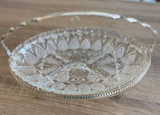 Vintage Mayell "Queen Anne" Silver-Plated & Cut-Glass Serving Basket