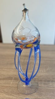 Vintage Duiske Hand-Blown Art Glass Countertop Oil Lamp