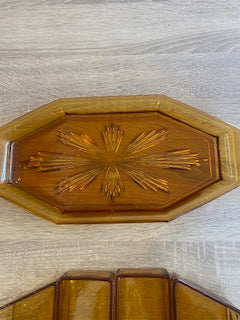 Vintage 1930s Art Deco Amber Glass 5-Piece Hors D'oeuvre Set