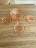 Vintage 1970s Arcoroc France "Rosaline" Pink Glass Dessert Set