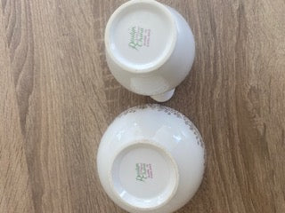 Vintage 1950s Roslyn China Gold Chintz Creamer & Sugar Set