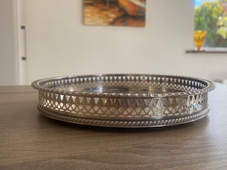 Vintage Chased Sheffield Silver-Plated Gallery Tray