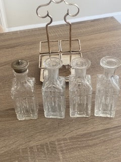 Antique Victorian William Hutton & Sons 4-Bottle Cruet Set
