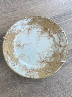 1930s Art Deco Hutschenreuther Selb Gold Marble Plates - Pair
