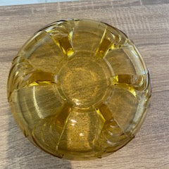 1930s Art Deco Stölzle Czech Amber Pressed Glass Footed Centerpiece Bowl