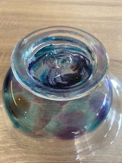 Large Vintage Jerpoint Glass Studio Blue-Amethyst Footed Centrepiece Bowl