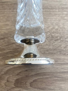 Vintage Cristal d'Arques "Chatelet" Cut Crystal Vase with English Silver Plated Base