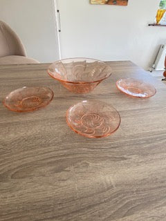 Vintage 1970s Arcoroc France "Rosaline" Pink Glass Dessert Set