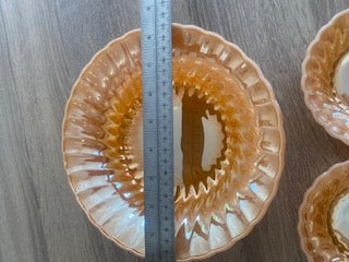 Vintage 1950s Fire-King "Peach Lustre" Swirl Dessert Set