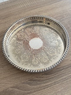 Vintage Chased Sheffield Silver-Plated Gallery Tray