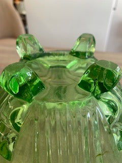 Vintage 1930s Art Deco Stolzle Green  Glass Vase