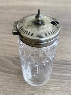 Antique Cut Glass & Silver-Plated Hinged Mustard Pot (c.1900)