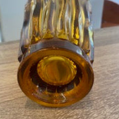 1930s Val Saint Lambert "Luxor" Pattern Amber Pressed Glass Vase