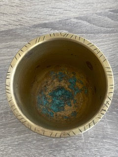 Vintage Hand-Etched Inlaid LNS Cairoware Mortar & Pestle