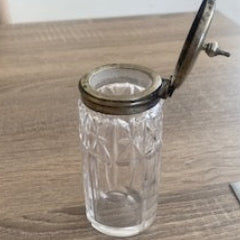 Antique Cut Glass & Silver-Plated Hinged Mustard Pot (c.1900)