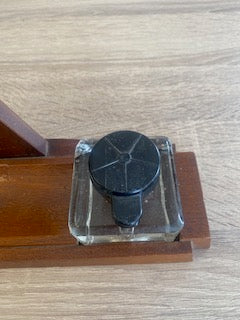 Antique 1930s Art Deco Wooden Desk Stand & Inkwells (A/F)