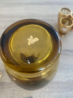 Vintage Mid-Century Italian Amber & Gold Liqueur Set